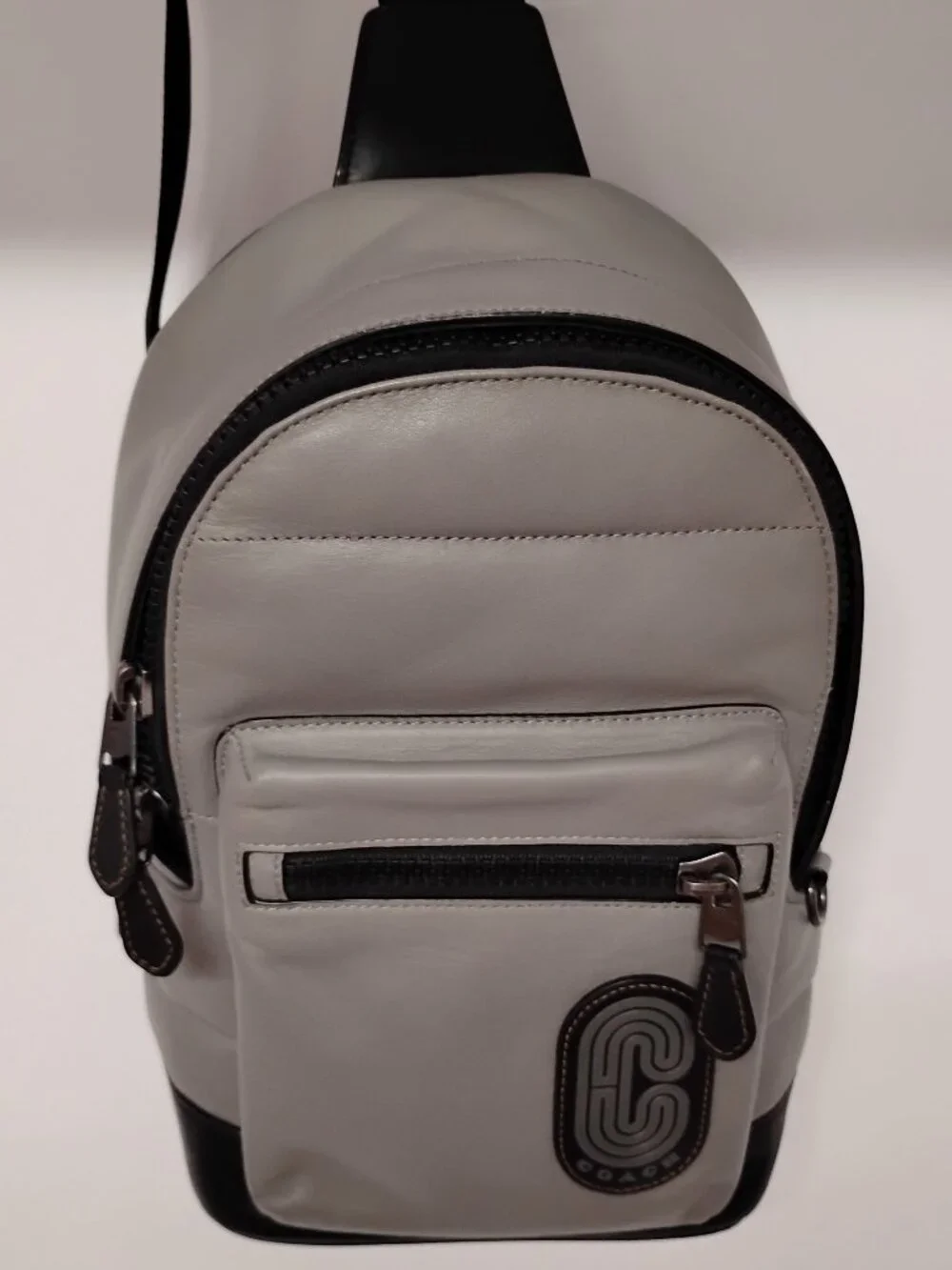 Coach West Pack With Quilting C5397 Stone Grey Leather Sling